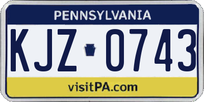 PA license plate KJZ0743