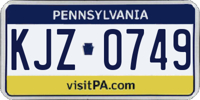 PA license plate KJZ0749