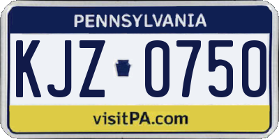PA license plate KJZ0750
