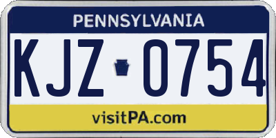 PA license plate KJZ0754