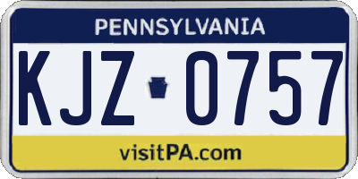 PA license plate KJZ0757