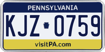 PA license plate KJZ0759