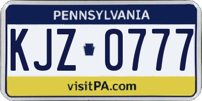 PA license plate KJZ0777