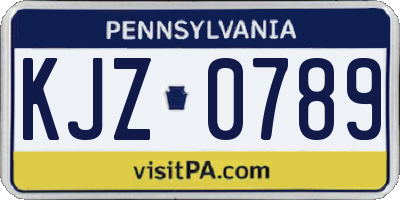 PA license plate KJZ0789
