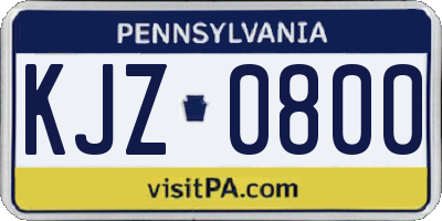 PA license plate KJZ0800