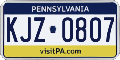 PA license plate KJZ0807