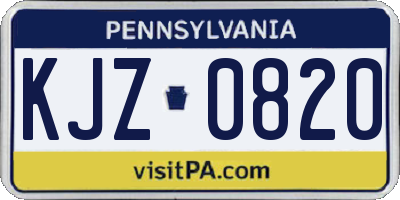 PA license plate KJZ0820