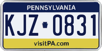 PA license plate KJZ0831