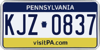 PA license plate KJZ0837