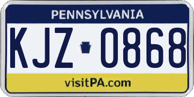 PA license plate KJZ0868