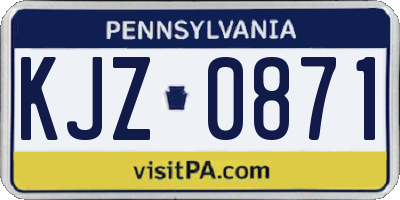 PA license plate KJZ0871
