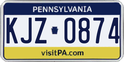 PA license plate KJZ0874