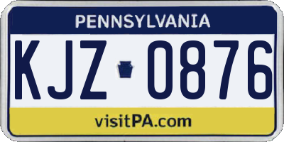 PA license plate KJZ0876