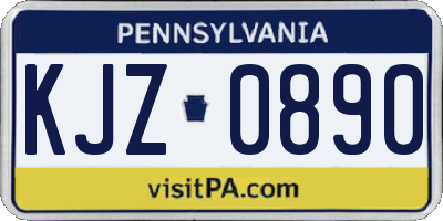 PA license plate KJZ0890