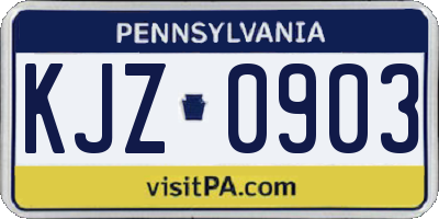 PA license plate KJZ0903