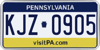 PA license plate KJZ0905