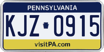 PA license plate KJZ0915