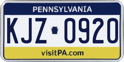 PA license plate KJZ0920
