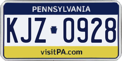 PA license plate KJZ0928