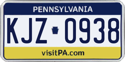 PA license plate KJZ0938