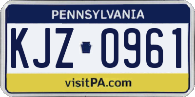 PA license plate KJZ0961