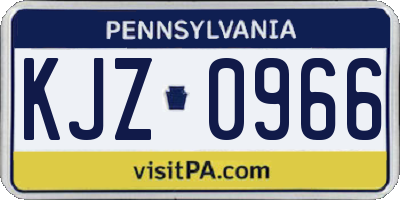PA license plate KJZ0966