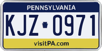 PA license plate KJZ0971