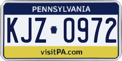 PA license plate KJZ0972