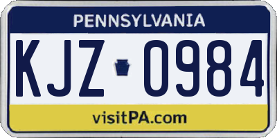 PA license plate KJZ0984