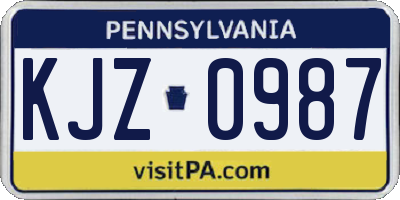 PA license plate KJZ0987