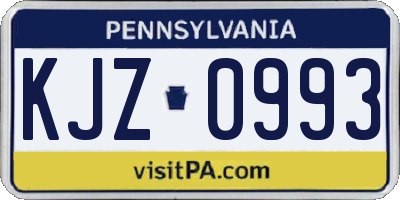 PA license plate KJZ0993