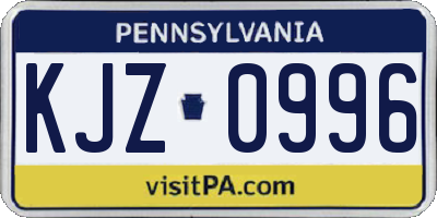PA license plate KJZ0996
