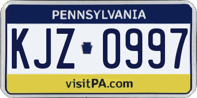 PA license plate KJZ0997
