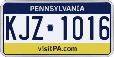 PA license plate KJZ1016