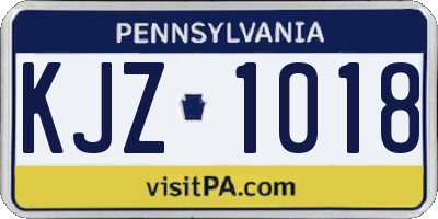 PA license plate KJZ1018