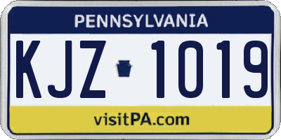 PA license plate KJZ1019