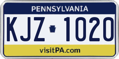 PA license plate KJZ1020