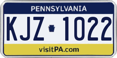 PA license plate KJZ1022