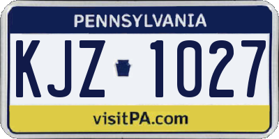 PA license plate KJZ1027