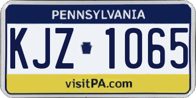 PA license plate KJZ1065