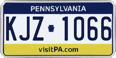 PA license plate KJZ1066