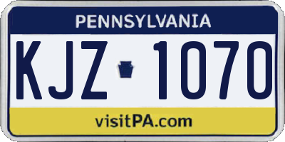 PA license plate KJZ1070