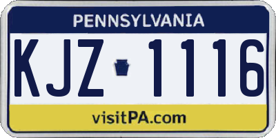 PA license plate KJZ1116