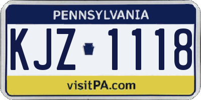 PA license plate KJZ1118