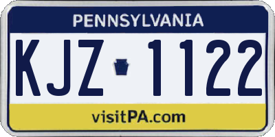 PA license plate KJZ1122