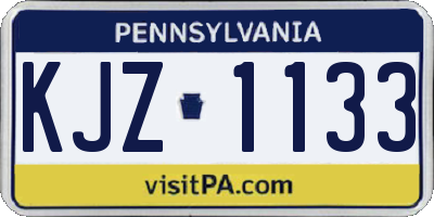 PA license plate KJZ1133