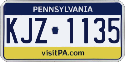 PA license plate KJZ1135
