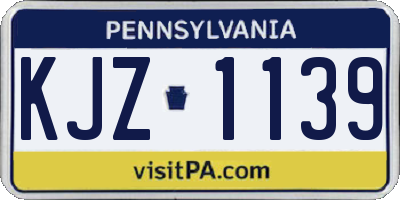PA license plate KJZ1139