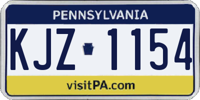 PA license plate KJZ1154