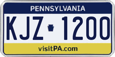 PA license plate KJZ1200
